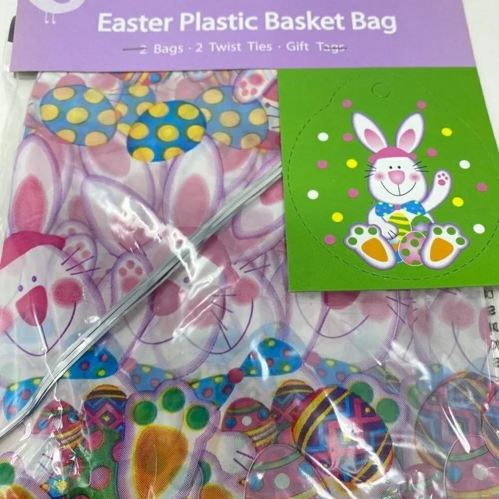Vintage CVS Easter Basket Plastic Wrap Bags Gift Tags Presents